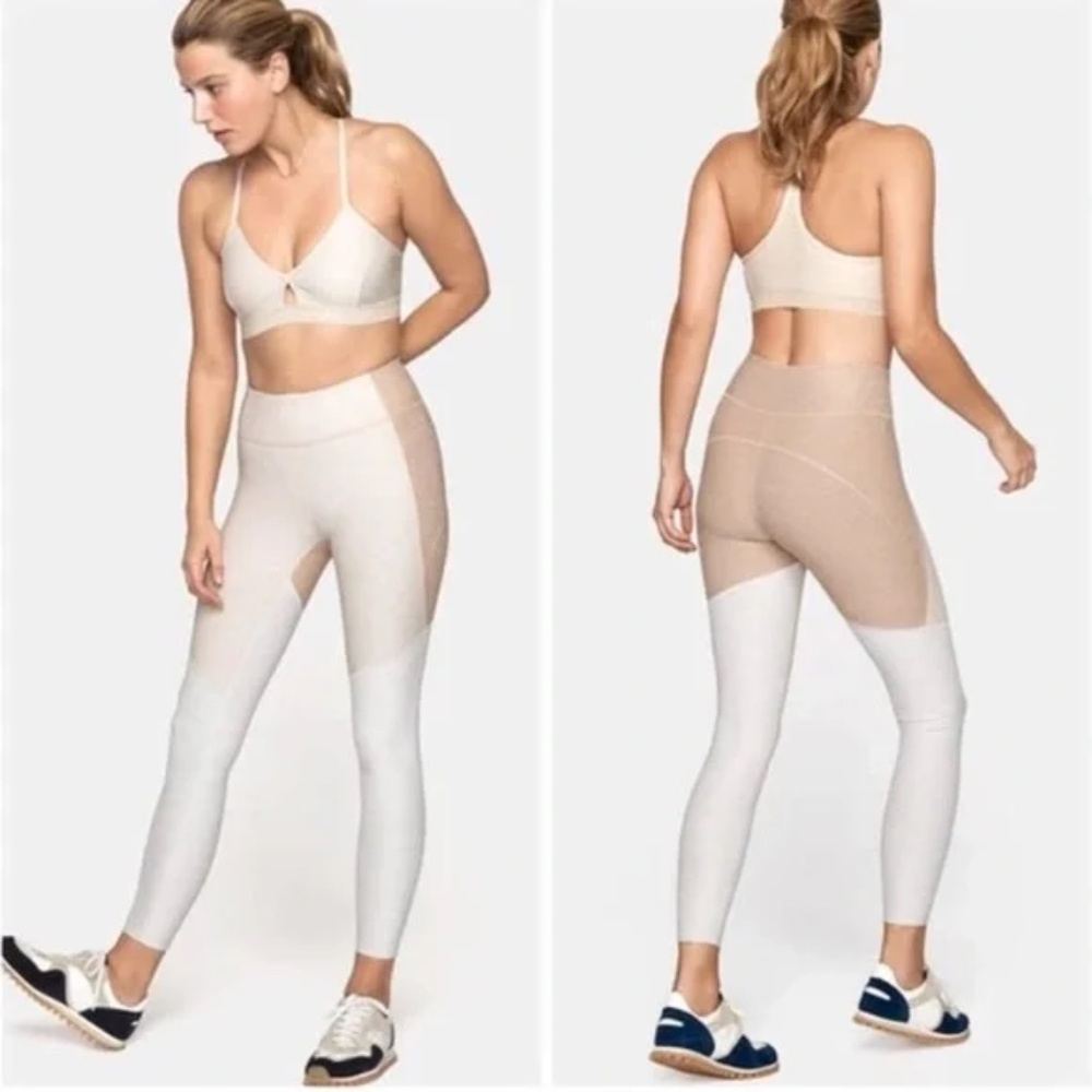 Outdoor Voices Tri/Tone 7/8 Leggings Desert/Oatmeal/Cloud Size M High Rise